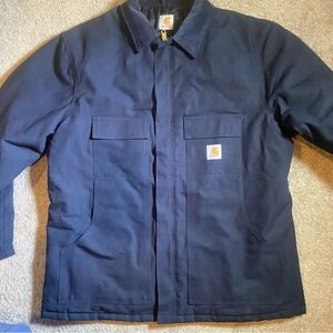 Carhartt Jacket Mens XL Tall Dark Navy Duck Traditional Coat J003 Workwear